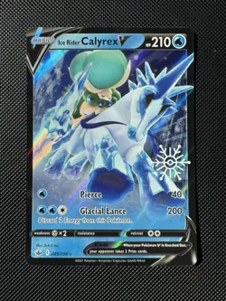 045/198 Ice Rider Calyrex V Holo Holiday Advent Snowflake Stamped Pokemon TCG NM - Image 1