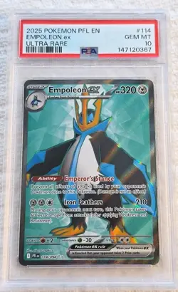 2025 POKEMON PFL EN-PHANTASMAL FLAMES ULTRA RARE #114 EMPOLEON EX PSA 10 GEM MT - Image 1
