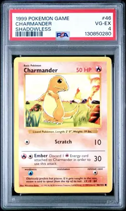 Pokemon Charmander 046/102 Base Set Shadowless PSA 4 - Image 1