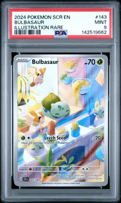 2024 POKEMON SCR EN-STELLAR CROWN ILLUSTRATION RARE #143 BULBASAUR PSA 9 - Image 1