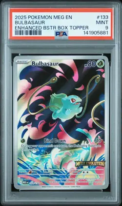 2025 Pokemon Mega Evolution #133 Bulbasaur Illustration Rare Stamp PSA 9 - Image 1