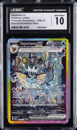 2025 POKEMON PRISMATIC EVOLUTIONS #149 VAPOREON CGC 10 GEM MINT - Image 1