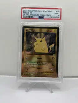 Pokemon TCG Pikachu 58/102 Celebrations Ultra-Premium Metal Promo Foil PSA 9 - Image 1