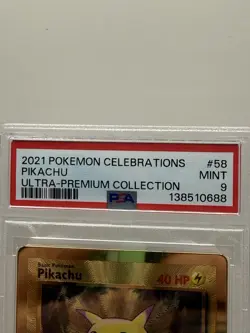 Pokemon TCG Pikachu 58/102 Celebrations Ultra-Premium Metal Promo Foil PSA 9 - Image 2