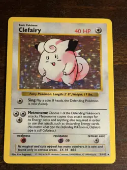 Pokemon Base Set Shadowless Holo Clefairy #5/102, Vintage Wizards Of The Coast - Image 1