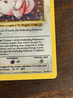 Pokemon Base Set Shadowless Holo Clefairy #5/102, Vintage Wizards Of The Coast - Image 4