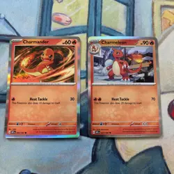 2023 Pokemon Obsidian Flames CHARMANDER CHARMELEON Holo #026 #027 Promo - Image 1