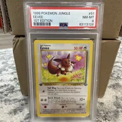 Pokemon 1999 Jungle Eevee 1st Edition PSA 8 #51/64 Regular English TCG - Image 1