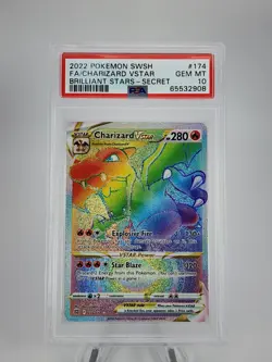 2022 Pokemon Sword & Shield Brilliant Stars Charizard VSTAR #174/172 PSA 10 - Image 1