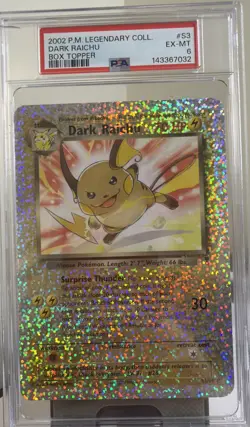 2002 Pokemon Legendary Collection Dark Raichu Box Topper #S3 PSA 6 - Image 1