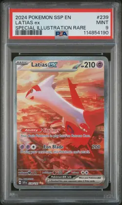 2024 POKEMON SSP EN-SURGING SPARKS SPECIAL ILLUSTRATION RARE LATIAS EX PSA 9 - Image 1