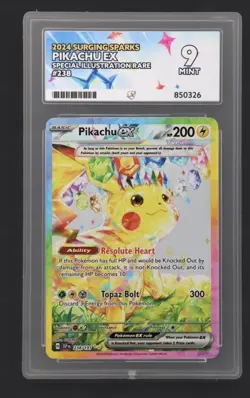 Pokemon TCG Surging Sparks Pikachu EX Card 238/191 Sir Ace 9 slab not psa - Image 1