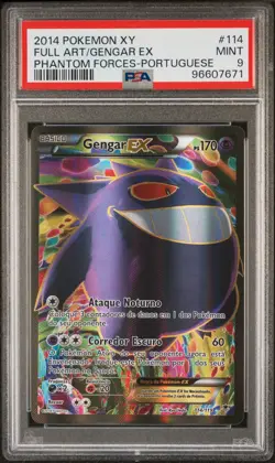2014 POKEMON XY PHANTOM FORCES PORTUGUESE #114 FULL ART/GENGAR EX PSA 9 - Image 1
