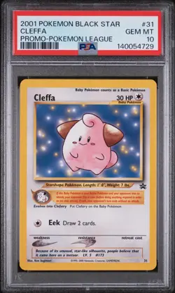 2001 POKEMON PROMO BLACK STAR POKEMON LEAGUE #31 CLEFFA PSA 10 - Image 1
