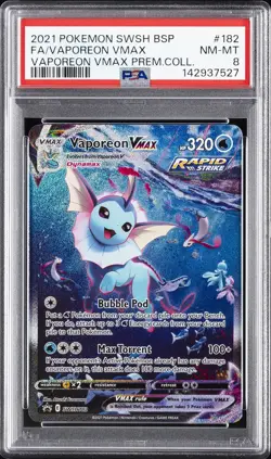 2021 POKEMON SWSH BLACK STAR PROMO #182 FULL ART/VAPOREON VMAX PSA 8 - Image 1