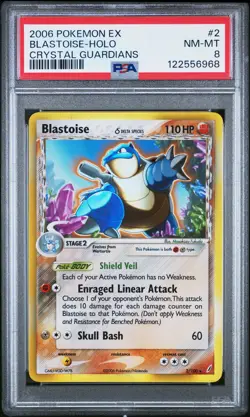 Blastoise Holo PSA 8 Pokemon Ex Crystal Guardians #2 - Image 1