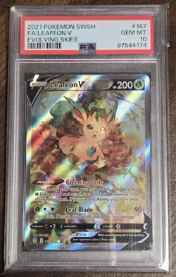 Pokemon FA / Leafeon V # 167 Graded PSA 10 Gem Mint - Image 1
