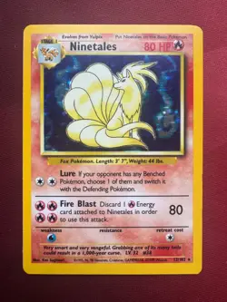 NINETALES 12/102 Base Set Unlimited HOLO rare Pokemon TCG card LP-NM - Image 1