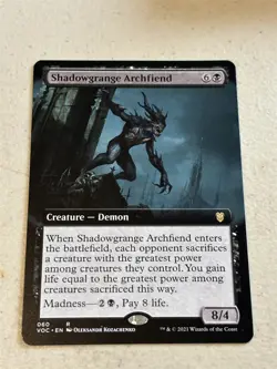 mtg borderless Shadowgrange Archfiend, demon, Crimson Vow Commander, unplayed - Image 1