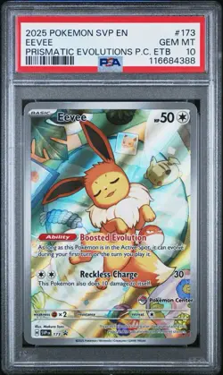 PSA 10 Pokemon Eevee Prismatic Evolutions Pokemon Center ETB Promo English - Image 1