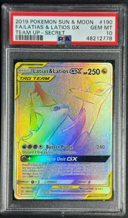 2019 Pokemon Latias & Latios GX Secret Team Up 190/181 PSA 10 GEM MT - Image 1