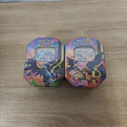 Mega Charizard X and Y Tins Sealed 2026 Set of 2 Pokemon TCG Phantasmal Flames - Image 1