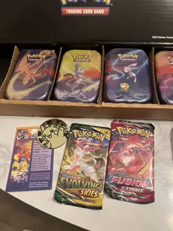 Pokemon Kanto Friends Mini Tin 5-Pack Bundle | containing evolving and fusion - Image 1
