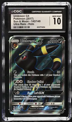 2017 Umbreon GX Sun & Moon 142/149 CGC GRADED 10 Gem Min - Image 1