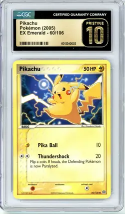 Pokemon Pikachu #60 EX Emerald NonHolo CGC Pristine 10 - Image 1