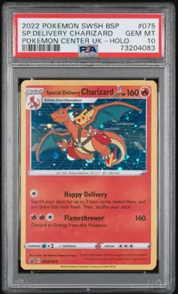 2022 POKEMON SWSH BLACK STAR PROMO #075 SPECIAL DELIVERY CHARIZARD-HOLO PSA 10 - Image 1