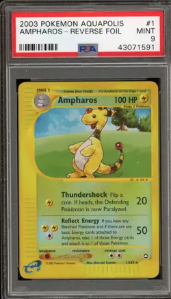Pokemon Ampharos Aquapolis Reverse Holo Rare #1 PSA 9 Mint - Image 1