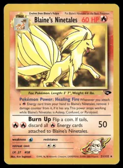 Pokemon Tcg Blaine's Ninetales #21 Pokemon Gym Challenge MP - Image 1