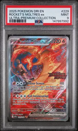 Pokemon TCG Team Rockets Moltres EX Card #229 PSA 9 Mint Promo With Stamp - Image 1