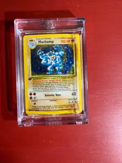 Pokemon Machamp Base Set Unlimited Holo Rare 100 HP English Card 8/102 1999 - Image 1