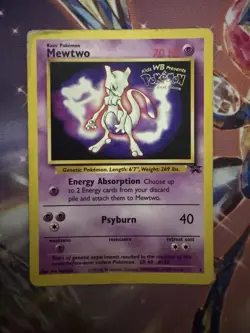 Pokemon TCG Mewtwo 03/53 WOTC WB Movie Black Star Promo Holo Card DMG - Image 1