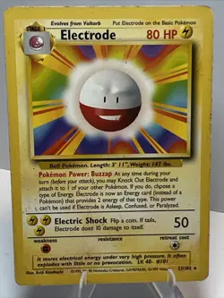 DAMAGED Electrode 21/102 Regular/Non-Holo Base Set AUTHENTIC Pokemon Card - Image 1