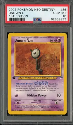 PSA 10 Unown [L] 1st Edition Neo Destiny 86/105 Pokemon Card - Image 1