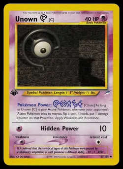 Pokemon Card - Unown [C] Neo Destiny 57/105 Uncommon 1st Edition - Image 1