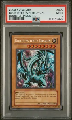 Yugioh PSA 9 MINT Blue-Eyes White Dragon BPT-009 Secret Rare 2003 - Image 1