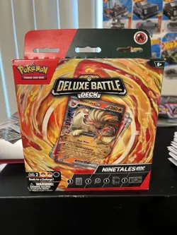 Pokemon Deluxe Battle Deck Ninetales ex Foil Cards Metallic Coin Deck Box - Image 1