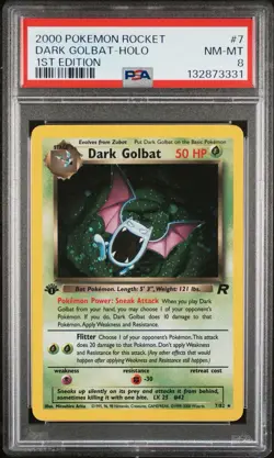 2000 Pokemon 1st Edition Team Rocket (DARK GOLBAT) HOLO GRADED PSA-8 CARD #7/82 - Image 1