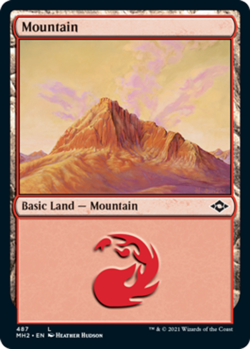 Basic Lands 10 MTG Mountain (487) - Foil Etched, NM-Mint, English Modern Horizon - Image 1