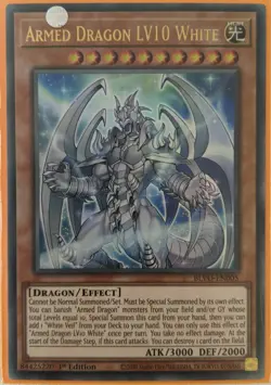 YuGiOh Armed Dragon LV10 White Ultra Rare 1st Edition BLVO-EN005 NM - Image 1