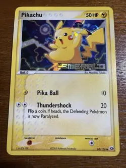 Pokemon Pikachu 60/106 Emerald Reverse Holo Foil Lightly Played - Image 1