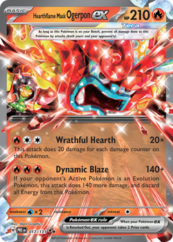 Hearthflame Mask Ogerpon ex 017/131 Double Rare Prismatic Evolutions Pokemon NM - Image 1