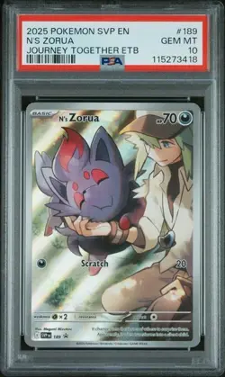 2025 Pokemon N's Zorua SVP 189 Journey Together ETB Promo PSA 10 - Image 1