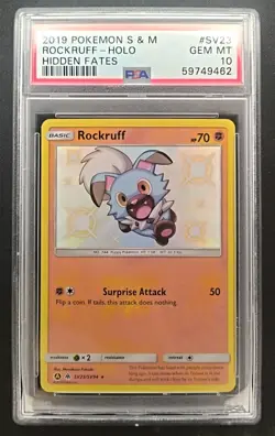 2019 Pokemon PSA 10 Hidden Fates Rockruff SV23/SV94 Shiny Vault GEM MINT - Image 1