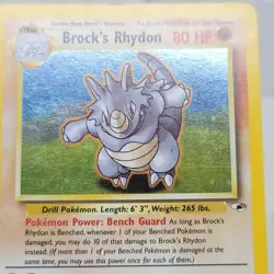 Pokemon Brock's Rhydon 002/132 Gym Heroes Holo W/ Swirl LP - Image 3