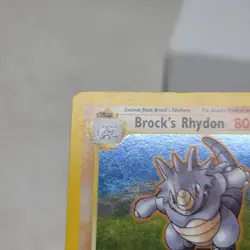 Pokemon Brock's Rhydon 002/132 Gym Heroes Holo W/ Swirl LP - Image 5