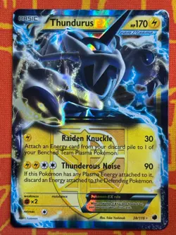 POKEMON TCG THUNDURUS EX 38/116 HOLO ULTRA RARE LIGHT PLAY PLASMA FREEZE - Image 1